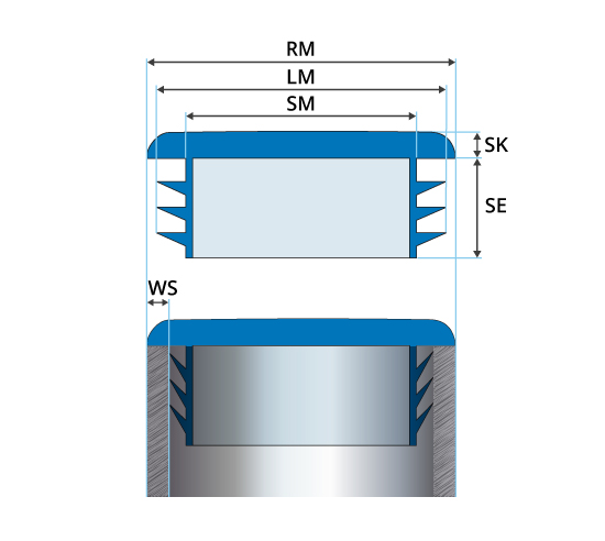 Embout pour tube rond schema